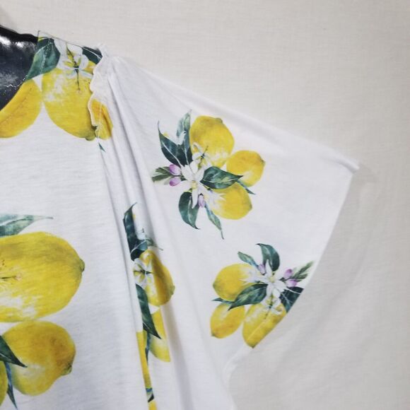 Astrologie Botanical Lemon Print Top Flutter Short Sleeve Women's Size Large - Picture 7 of 14